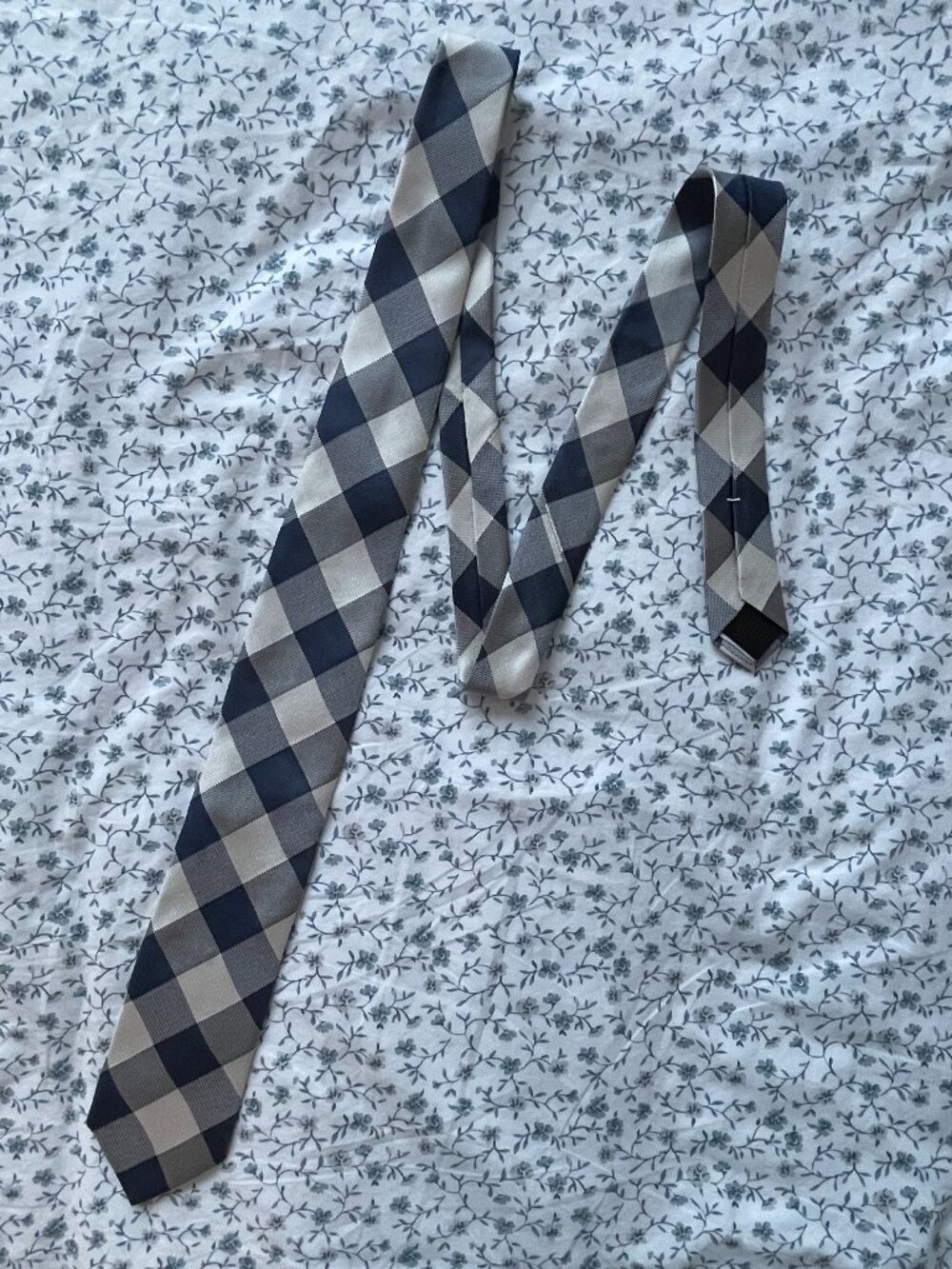 Brooks Brothers Tie - 3in - Navy Blue & White Checkered